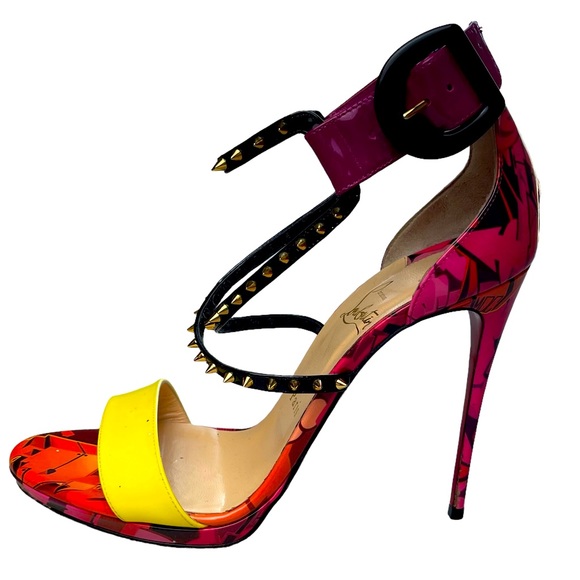 Christian Louboutin Shoes - Christian Louboutin Spikes Choca Lux 120 Pat Metrograf Heels Sandals 39.5/9.5